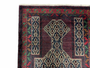 3x5 New Vintage Handmade Wool Rug Tribal Balouch Turkoman Prayer Rug Veggie Dyes