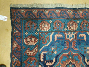 3'10" X 10' Antique Caucasian Seychor Rug Hand Made Wool Carpet Organic Dye Nice