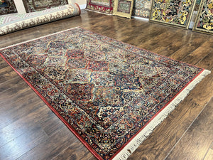 Karastan Multicolor Panel Kirman Rug #717, Wool Karastan Rug 5' 9" x 9', Vintage Multipanel Kirman, Original Karastan Collection 700 Series