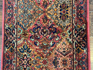 Karastan Runner Rug 2x9, Multicolor Panel Kirman Runner #717, Wool Pile, Original 700 Series, Vintage, Skinny Runner 2 x 9, Rare