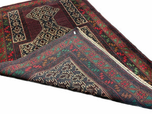 3x5 New Vintage Handmade Wool Rug Tribal Balouch Turkoman Prayer Rug Veggie Dyes