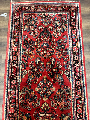 RESERVED Long Persian Sarouk Runner Rug 2.9 x 21, Rare Size for Long Hallway, Wool, Vintage, Floral, Red