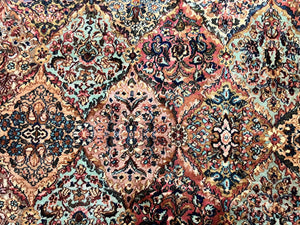 Antique Karastan Rug 8.8 x10.6 Multicolor Panel Kirman #717, Wool Karastan Rug, Vintage Multipanel Kirman, Original Collection 700 Series