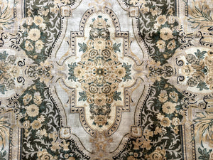 Aubusson Rug 8x10, Very Fine 225 KPSI, Floral, French European Design, Pakistani Carpet