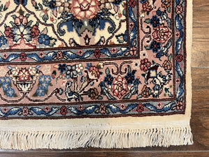 Sino Persian Runner Rug 2.8 x 14, Hand Knotted Vintage Oriental Hallway Rug, 14ft Runner, Cream, Floral, Wool