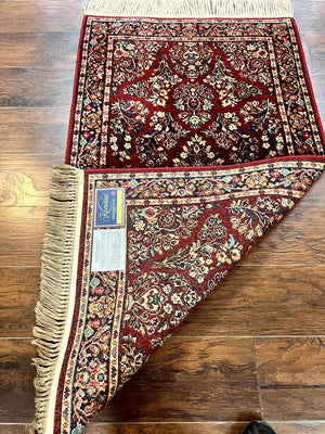 Karastan Rug 3x5 Red Sarouk #785, Small Karastan Wool Pile Rug, Original 700 Series, Discontinued Vintage Karastan Carpet