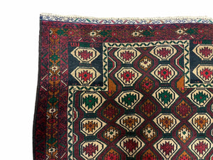 3x5 Vintage Handmade Wool Rug Tribal Turkoman Balouch Prayer Rug Organic Dyes