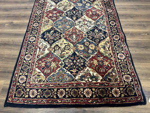 Panel Design Wool Rug 5x8 Multicolor Hand Tufted Vintage Carpet