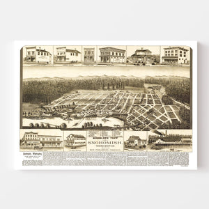 Vintage Map of Snohomish, Washington 1890