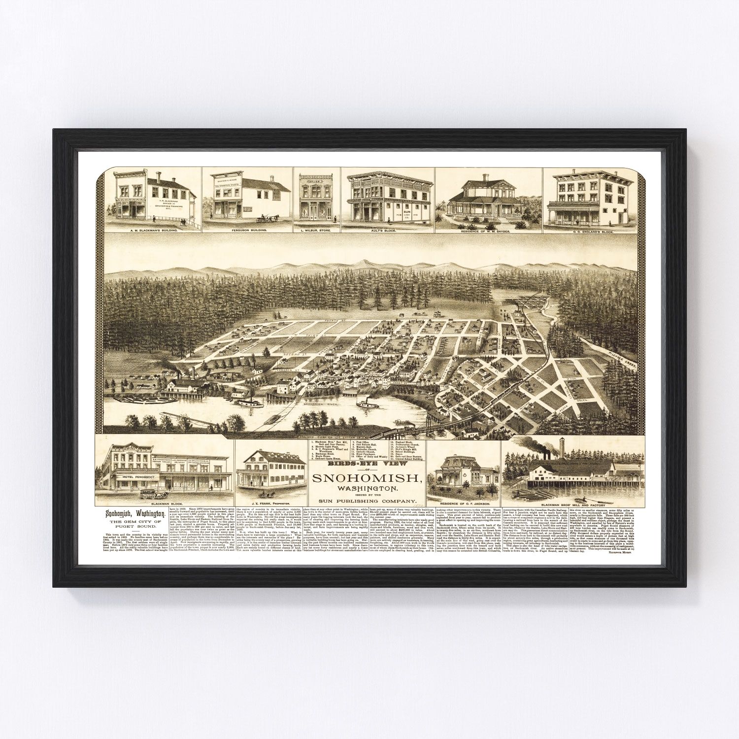 Vintage Map of Snohomish, Washington 1890