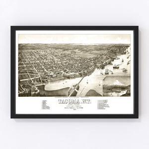 Vintage Map of Tacoma, Washington 1884