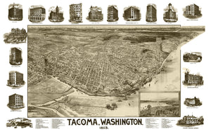 Vintage Map of Tacoma, Washington 1893