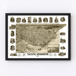 Vintage Map of Tacoma, Washington 1893
