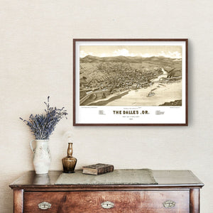 Vintage Map of Dalles, Oregon 1884