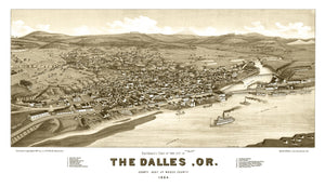 Vintage Map of Dalles, Oregon 1884