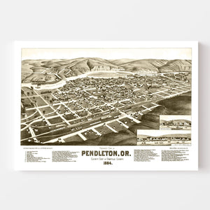 Vintage Map of Pendleton, Oregon 1884