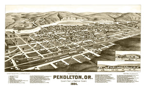 Vintage Map of Pendleton, Oregon 1884