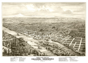 Vintage Map of Salem, Oregon 1876