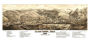 Vintage Map of Black Hawk, Colorado 1882