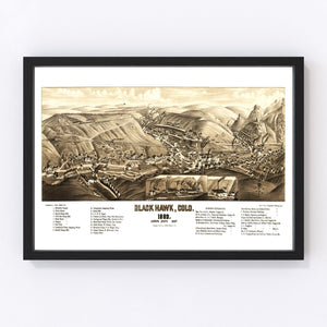 Vintage Map of Black Hawk, Colorado 1882