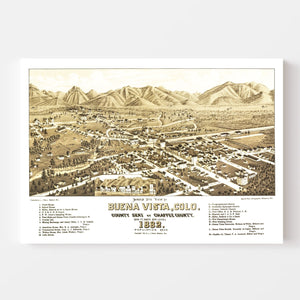 Vintage Map of Buena Vista, Colorado 1882