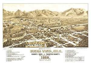 Vintage Map of Buena Vista, Colorado 1882