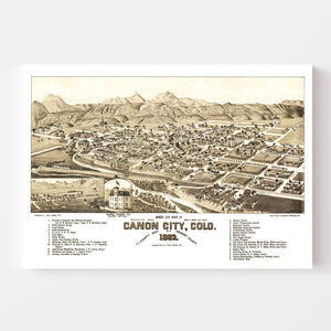 Vintage Map of Canon City, Colorado 1882