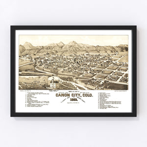 Vintage Map of Canon City, Colorado 1882