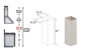 ZLINE 61" Wooden Chimney Extension, Ceilings up to 12.5', KBiTT-E