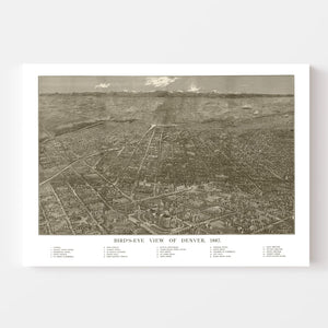 Vintage Map of Denver, Colorado 1887
