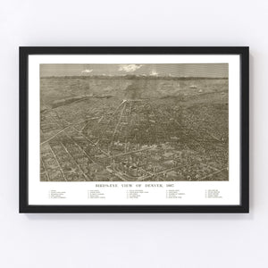 Vintage Map of Denver, Colorado 1887