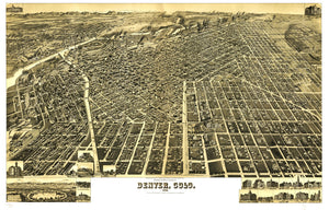 Vintage Map of Denver, Colorado 1889