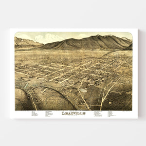 Vintage Map of Leadville, Colorado 1879