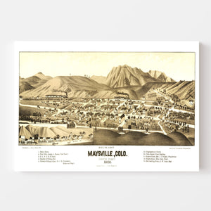 Vintage Map of Maysville, Colorado 1882