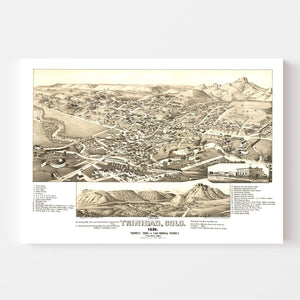 Vintage Map of Trinidad, Colorado 1882