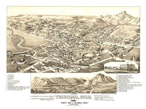 Vintage Map of Trinidad, Colorado 1882