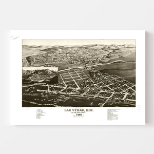 Vintage Map of Las Vegas, New Mexico 1882