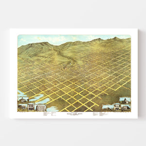 Vintage Map of Salt Lake City, Utah 1870