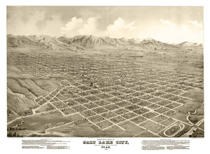 Vintage Map of Salt Lake City, Utah 1875