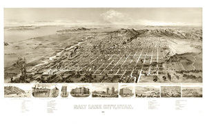 Vintage Map of Salt Lake City, Utah 1891