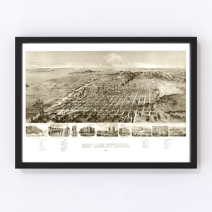 Vintage Map of Salt Lake City, Utah 1891