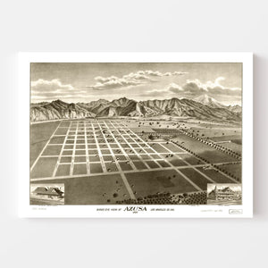 Vintage Map of Azusa, California 1887
