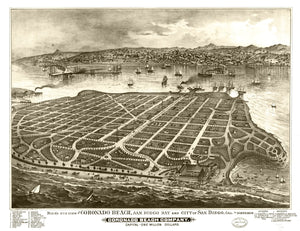 Vintage Map of San Diego, California 1880