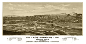 Vintage Map of Los Angeles, California 1877
