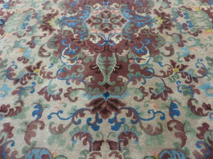 8' X 10' Vintage Handmade Chinese Art Deco Peking Nichols Wool Rug Flowers Nice
