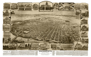 Vintage Map of Sacramento, California 1890