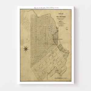 Vintage Map of San Francisco, California 1849