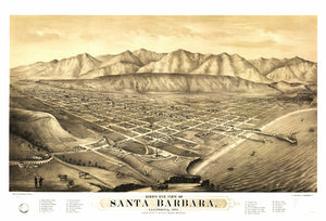 Vintage Map of Santa Barbara, California 1877