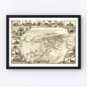 Vintage Map of Santa Barbara, California 1898