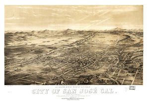 Vintage Map of San Jose, California 1869
